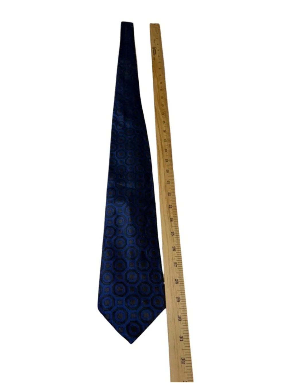 Massimo Bizzocchi Silk Tie Blue Geometric Medallion Italy Luxury Designer